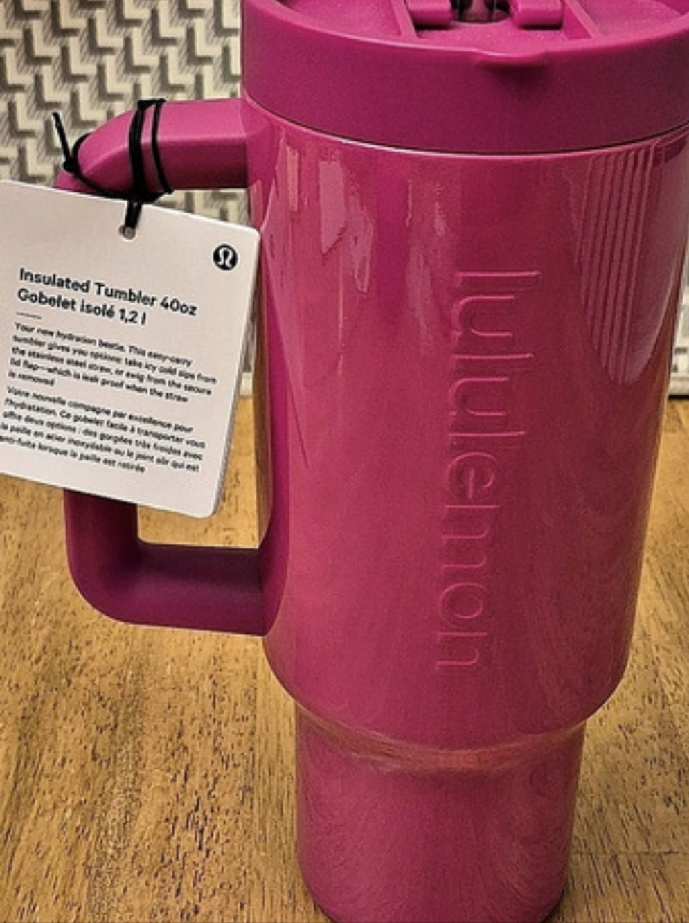 Lululemon Insulated Tumbler 40oz Pink Flare NWT Double Walled Padded Straw - Picture 2 of 6